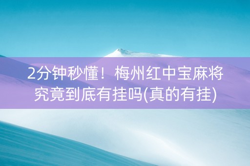 2分钟秒懂！梅州红中宝麻将究竟到底有挂吗(真的有挂)