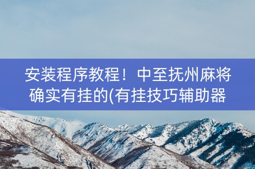 安装程序教程！中至抚州麻将确实有挂的(有挂技巧辅助器)