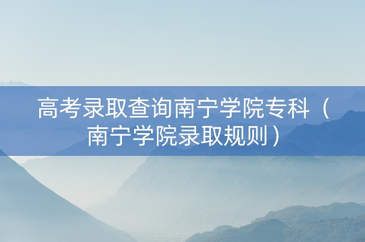高考录取查询南宁学院专科（南宁学院录取规则）
