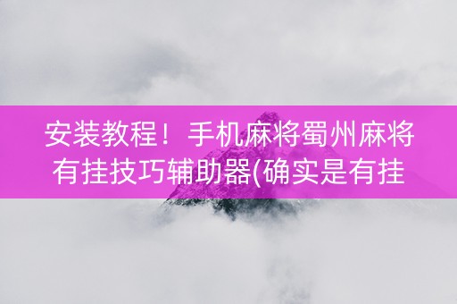 安装教程！手机麻将蜀州麻将有挂技巧辅助器(确实是有挂的)
