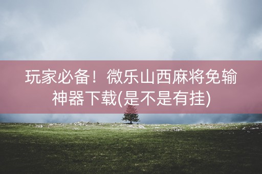 玩家必备！微乐山西麻将免输神器下载(是不是有挂)