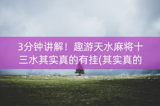 3分钟讲解！趣游天水麻将十三水其实真的有挂(其实真的有挂)