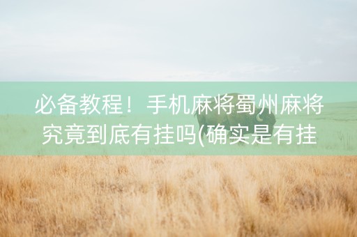 必备教程！手机麻将蜀州麻将究竟到底有挂吗(确实是有挂)