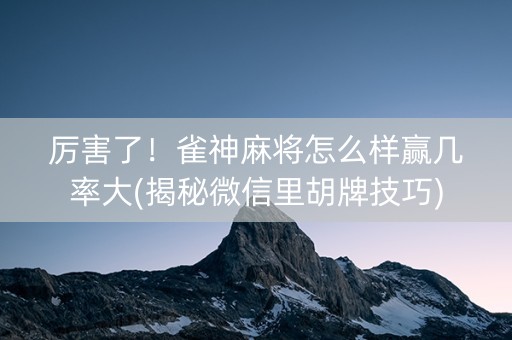 厉害了！雀神麻将怎么样赢几率大(揭秘微信里胡牌技巧)