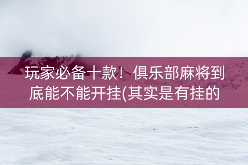 玩家必备十款！俱乐部麻将到底能不能开挂(其实是有挂的)