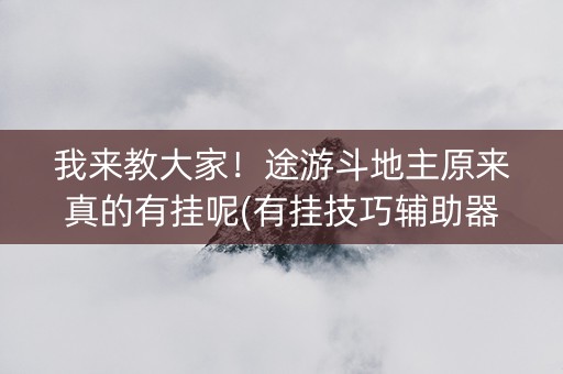 我来教大家！途游斗地主原来真的有挂呢(有挂技巧辅助器)