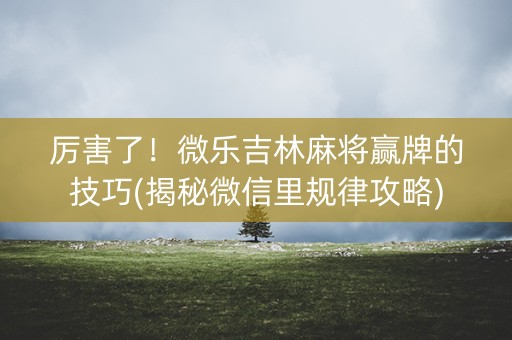 厉害了！微乐吉林麻将赢牌的技巧(揭秘微信里规律攻略)