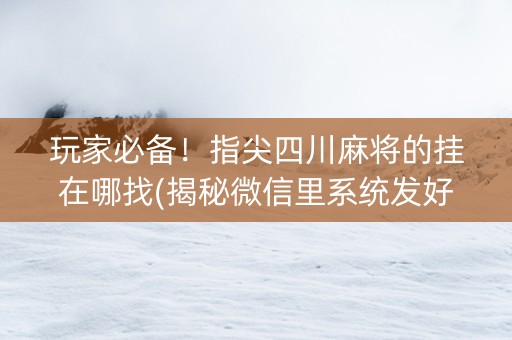 玩家必备！指尖四川麻将的挂在哪找(揭秘微信里系统发好牌)