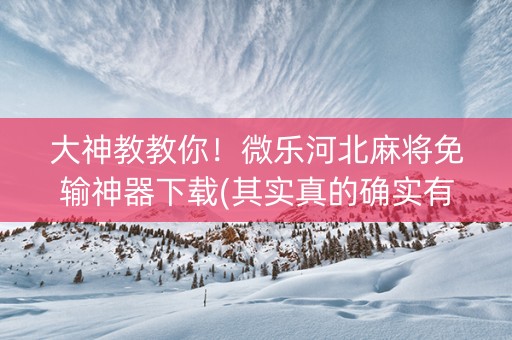 大神教教你！微乐河北麻将免输神器下载(其实真的确实有挂)