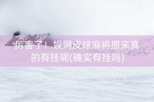 厉害了！娱网皮球麻将原来真的有挂呢(确实有挂吗)