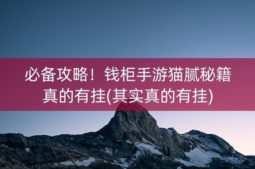 必备攻略！钱柜手游猫腻秘籍真的有挂(其实真的有挂)