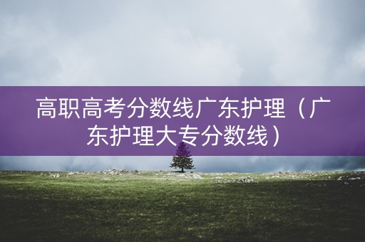 高职高考分数线广东护理（广东护理大专分数线）