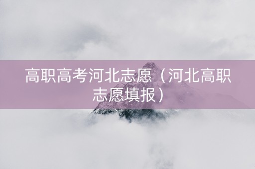 高职高考河北志愿（河北高职志愿填报）