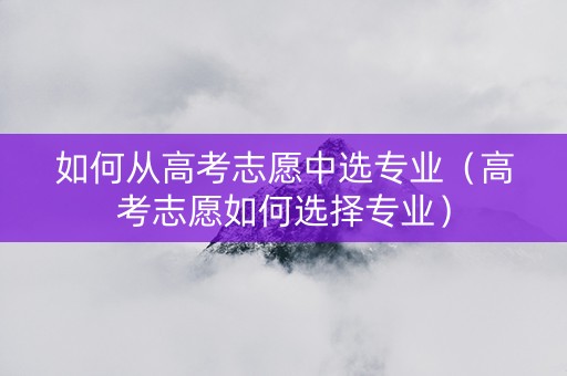 如何从高考志愿中选专业（高考志愿如何选择专业）