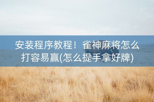 安装程序教程！雀神麻将怎么打容易赢(怎么提手拿好牌)