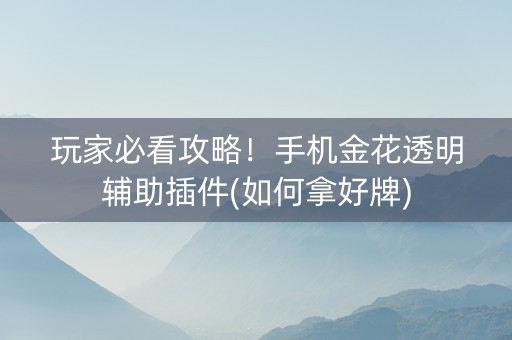 玩家必看攻略！手机金花透明辅助插件(如何拿好牌)