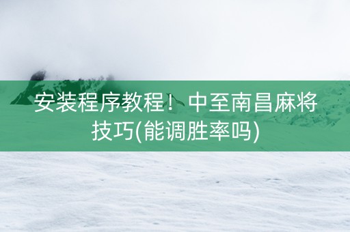 安装程序教程！中至南昌麻将技巧(能调胜率吗)