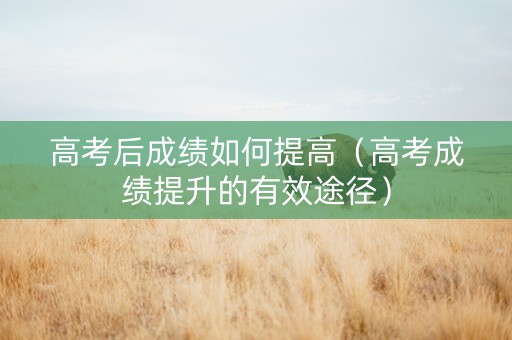 高考后成绩如何提高（高考成绩提升的有效途径）