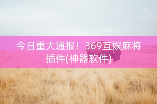今日重大通报！369互娱麻将插件(神器软件)