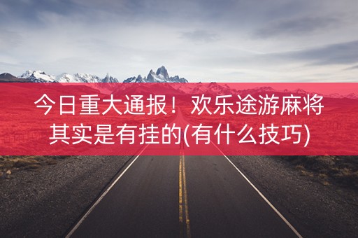 今日重大通报！欢乐途游麻将其实是有挂的(有什么技巧)