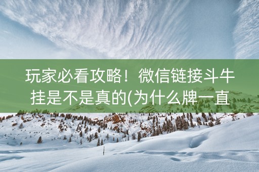 玩家必看攻略！微信链接斗牛挂是不是真的(为什么牌一直很差)