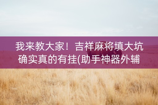 我来教大家！吉祥麻将填大坑确实真的有挂(助手神器外辅工具)