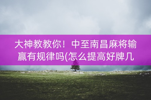 大神教教你！中至南昌麻将输赢有规律吗(怎么提高好牌几率)