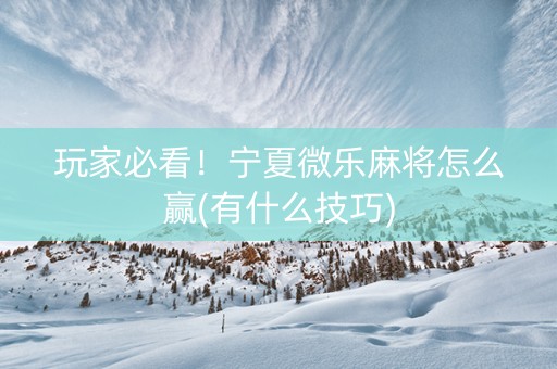 玩家必看！宁夏微乐麻将怎么赢(有什么技巧)