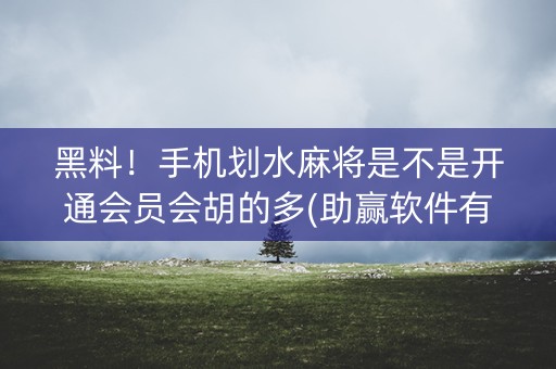 黑料！手机划水麻将是不是开通会员会胡的多(助赢软件有规律吗)