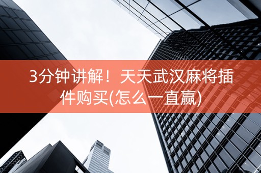 3分钟讲解！天天武汉麻将插件购买(怎么一直赢)
