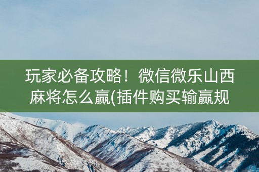 玩家必备攻略！微信微乐山西麻将怎么赢(插件购买输赢规律)