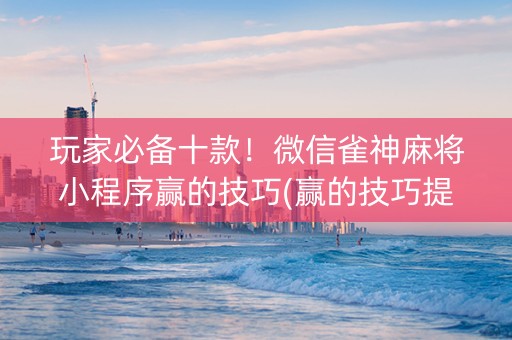 玩家必备十款！微信雀神麻将小程序赢的技巧(赢的技巧提高胜率)