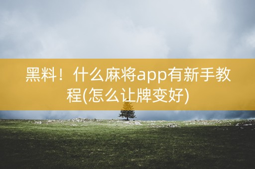 黑料！什么麻将app有新手教程(怎么让牌变好)