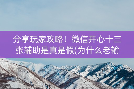 分享玩家攻略！微信开心十三张辅助是真是假(为什么老输)