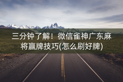 三分钟了解！微信雀神广东麻将赢牌技巧(怎么刷好牌)
