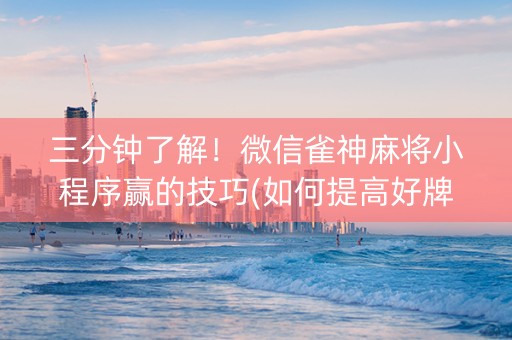 三分钟了解！微信雀神麻将小程序赢的技巧(如何提高好牌几率)