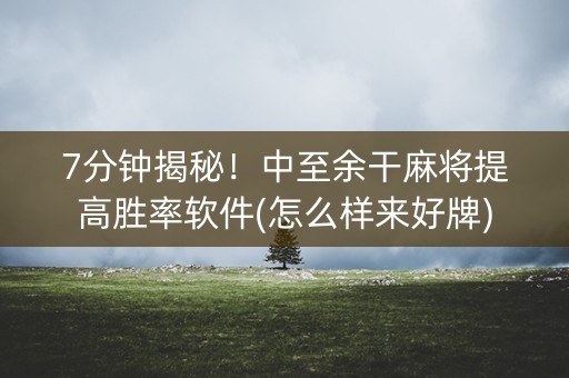 7分钟揭秘！中至余干麻将提高胜率软件(怎么样来好牌)