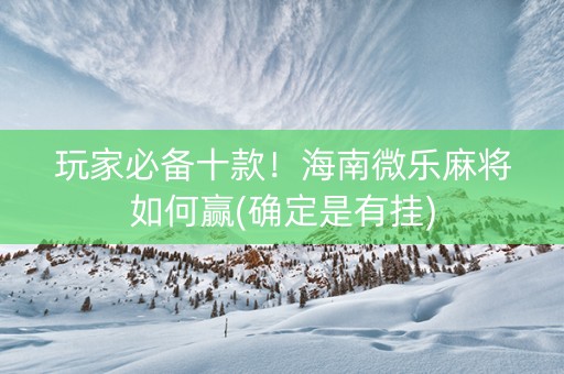 玩家必备十款！海南微乐麻将如何赢(确定是有挂)