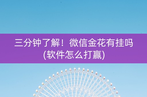 三分钟了解！微信金花有挂吗(软件怎么打赢)