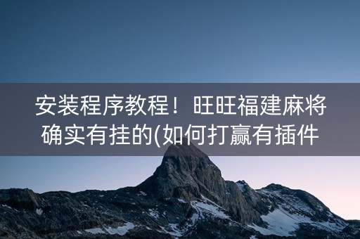 安装程序教程！旺旺福建麻将确实有挂的(如何打赢有插件吗)