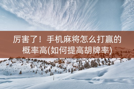 厉害了！手机麻将怎么打赢的概率高(如何提高胡牌率)