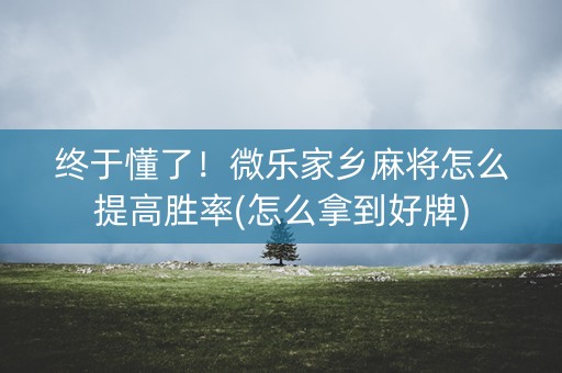 终于懂了！微乐家乡麻将怎么提高胜率(怎么拿到好牌)
