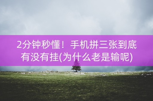 2分钟秒懂！手机拼三张到底有没有挂(为什么老是输呢)