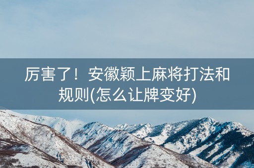 厉害了！安徽颖上麻将打法和规则(怎么让牌变好)