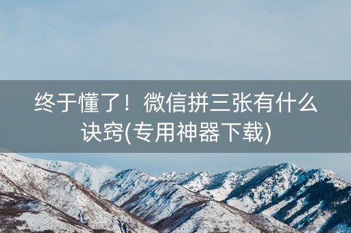 终于懂了！微信拼三张有什么诀窍(专用神器下载)