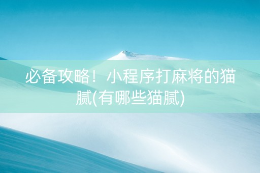 必备攻略！小程序打麻将的猫腻(有哪些猫腻)