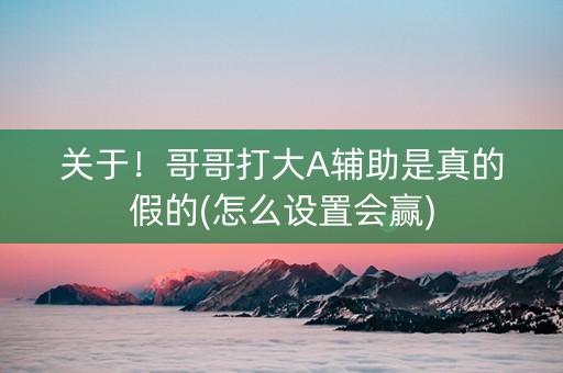 关于！哥哥打大A辅助是真的假的(怎么设置会赢)