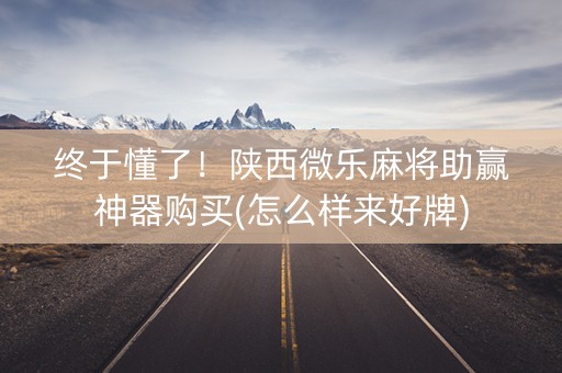 终于懂了！陕西微乐麻将助赢神器购买(怎么样来好牌)