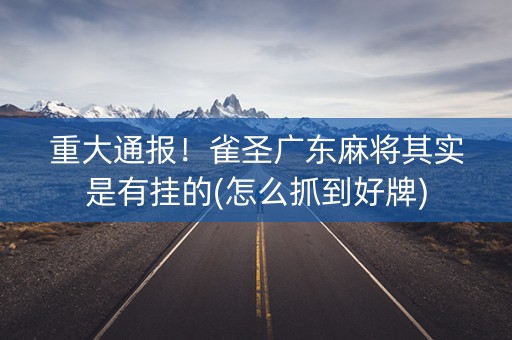 重大通报！雀圣广东麻将其实是有挂的(怎么抓到好牌)