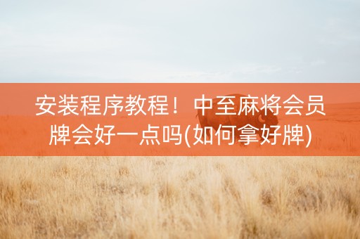 安装程序教程！中至麻将会员牌会好一点吗(如何拿好牌)